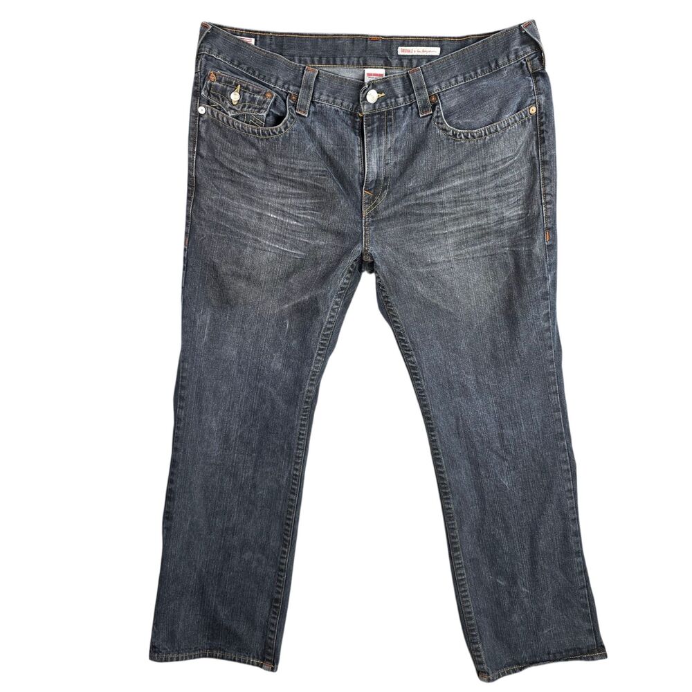 True Religion Jeans Mens 42 Blue Originals Ricky Straight Leg Denim‎ Made USA